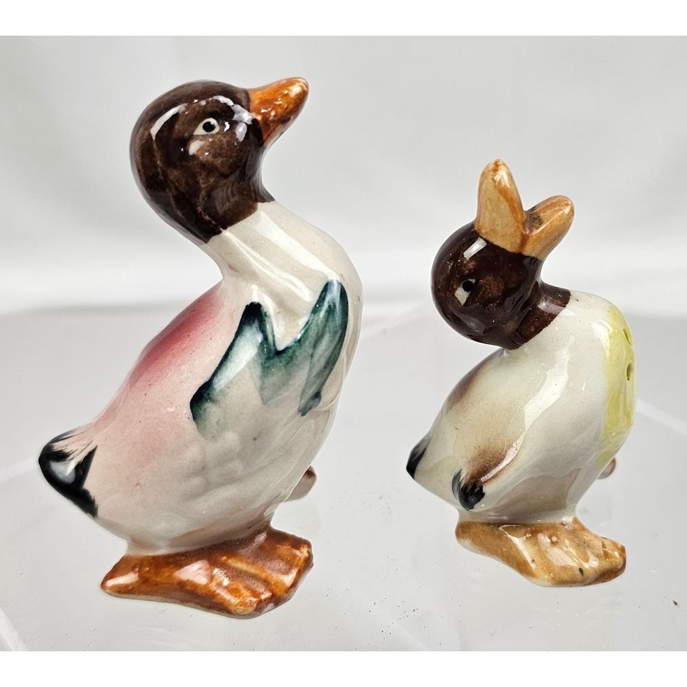 Vintage Ceramic Duck Salt and Pepper Shakers Set‎ Japan Hand Painted Birds